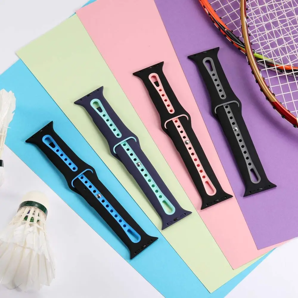 silicone strap for apple watch band 44mm 40mm iwatch band 38mm 42mm breathable watchband bracelet apple watch series 5 4 3 se 6 free global shipping