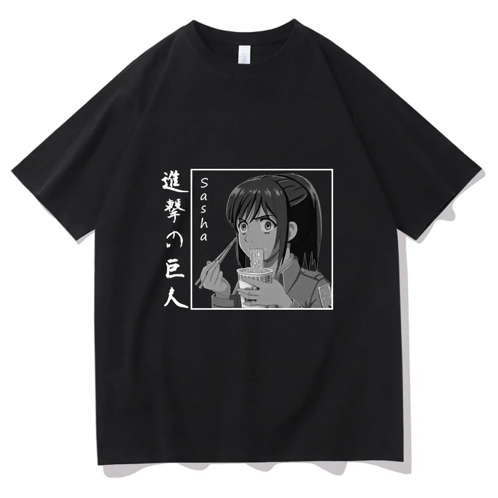 

Japan Anime Attack on Titan Sasha Tshirt Men Women Funny Kawaii Tees Mens Harajuku T-shirt Short Sleeve Womens EU Size T Shirts