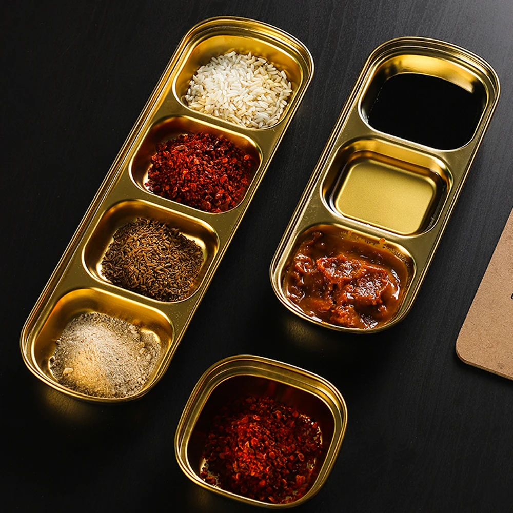 

304 Stainless Steel Plate Barbecue Dish Multifunction Hot Pot Sauce Condiment Tray Soy Sauce Vinegar Tray Tableware