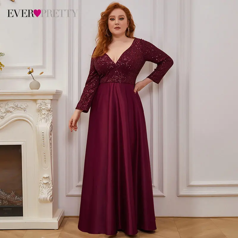 Длинное вечернее атласное платье с блестками размера плюс а-силуэта глубоким