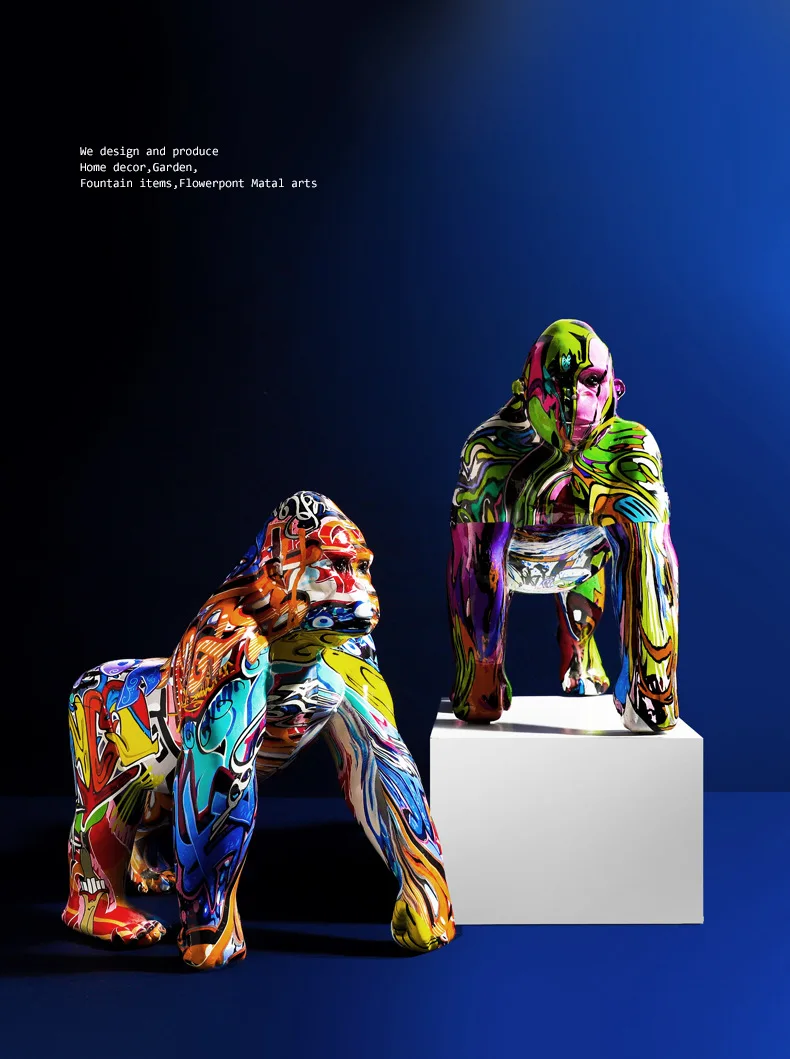 

Красочные статуи Gorilla Crafts, настольное художественное украшение, полимерные скульптуры животных, современный Декор для дома, гостиной L23