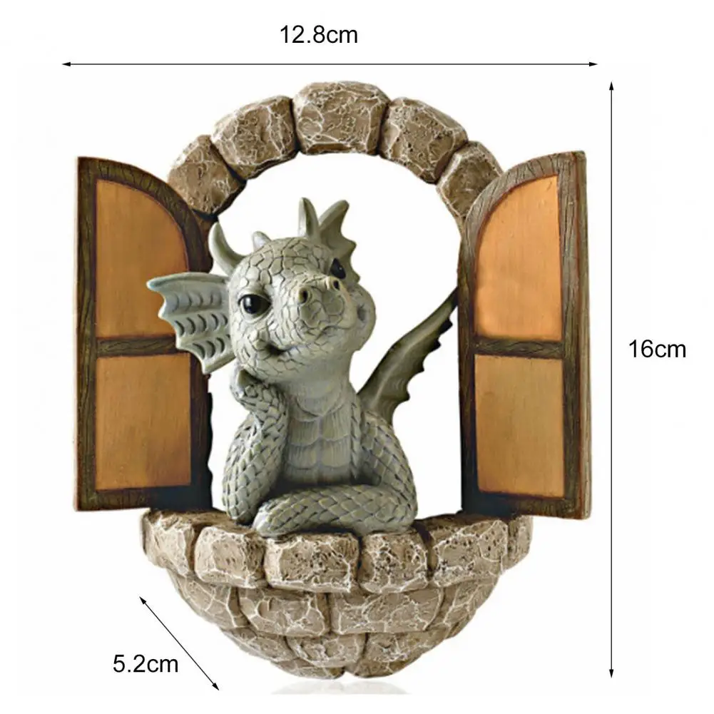 

Dinosaur Climbing Window Shape Realistic Resin Handicraft Wall Art Funny Dragon Statue Sculpture Home Garden Decoration