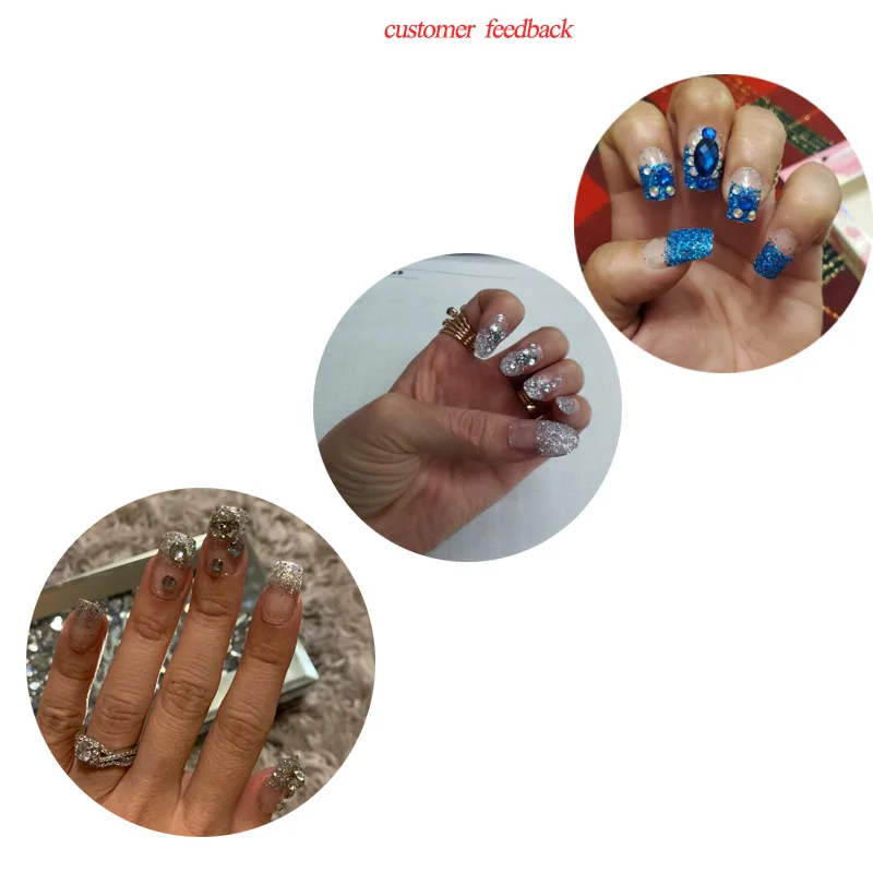 24 шт. акриловое полное покрытие для дизайна ногтей с клеем невесты блестящие