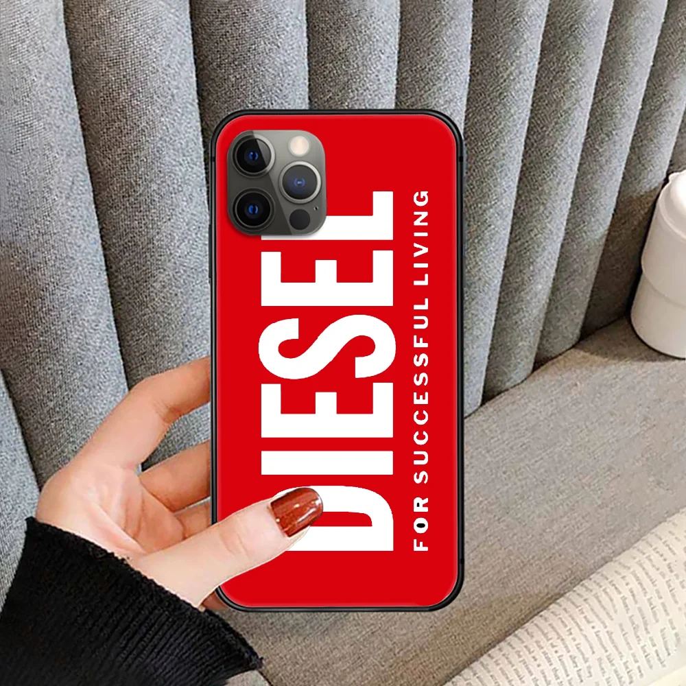 

Luxury Brand Diesel logo Phone Case cover For iphone 5 5S 6 6S PLUS 7 8 11 12 mini X XR XS PRO SE 2020 MAX black bumper tpu