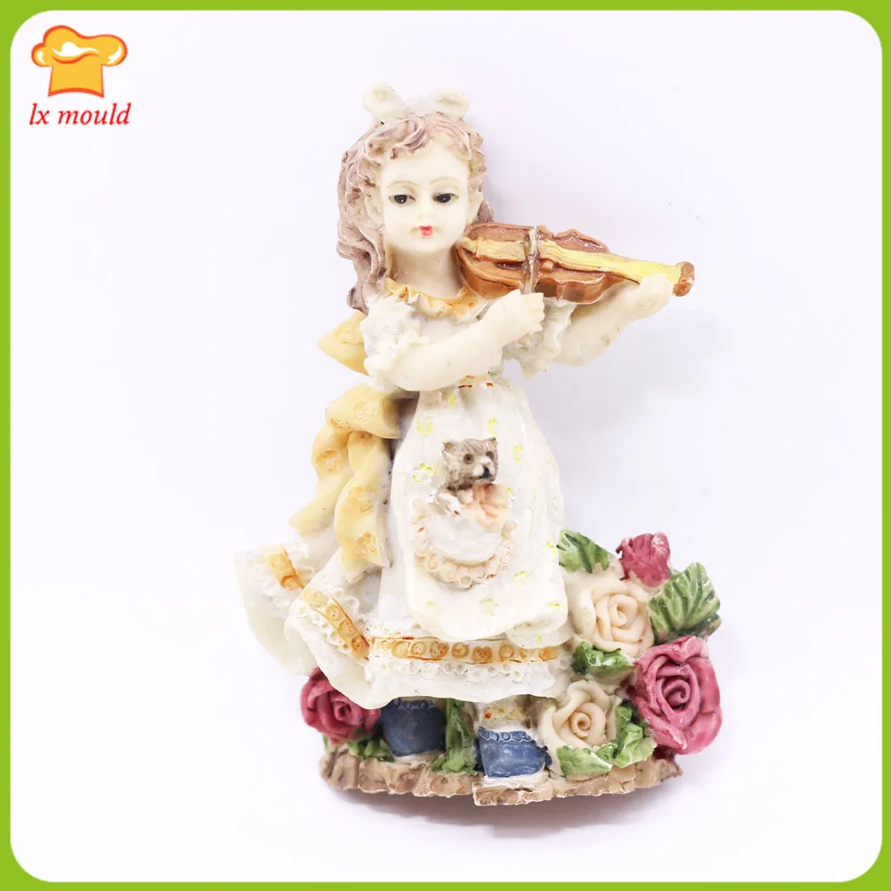 LXYY Новый скрипки Фея Fondant (сахарная) Шоколад силиконовая форма с изображением
