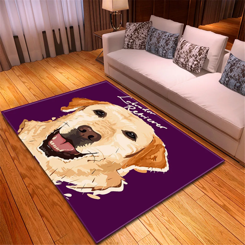 

3D Cute Dog Parlor Bedside Area Rug Decor Corridor Mat Flannel Non-slip Children Room Play Mat Living Room Carpet for Home Decor