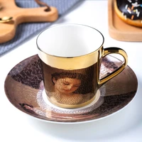 creative european painting nordic mirror cup specular reflection ceramic mug drinkware coffee tea milk cup with saucers scoop