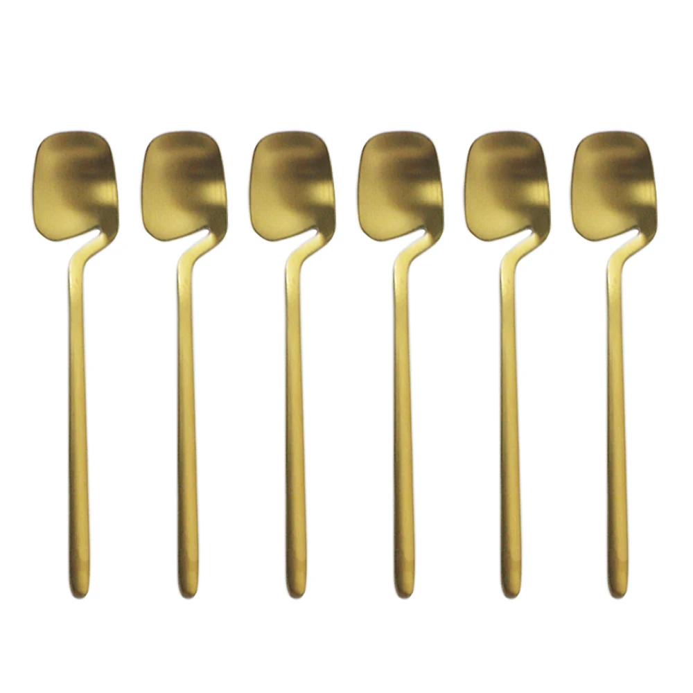 6 шт. набор разноцветных десертных ложек из нержавеющей стали|Столовые сервизы| |