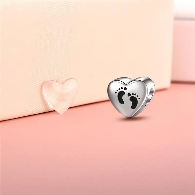 DALARAN New Trendy 925 Sterling Silver Heart Shape Foot Bead Charms Original Fit Charm Bracelet Jewelry Making | Украшения и