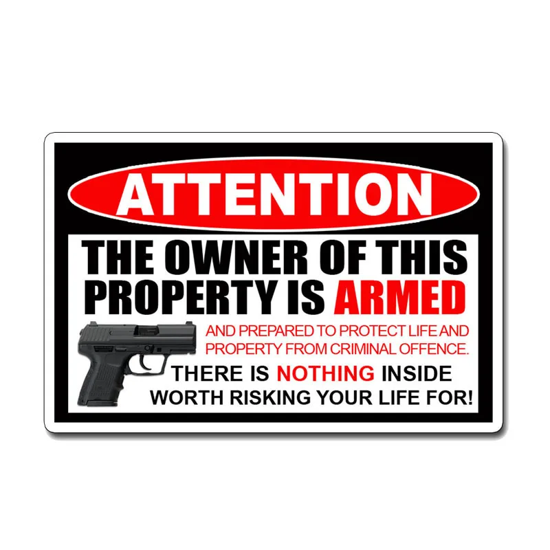 

Aliauto Creative Car Sticker Attention The Owner of This Property Is Armed Funny PVC Waterproof Decal for Opel Seat Vw,16cm*10cm