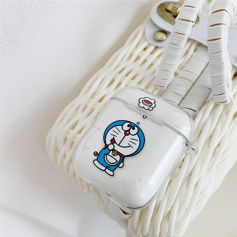 Для Airpods чехол синий Bluetooth беспроводные наушники защитный чехол Ститч Дораэмон прозрачный мягкий для Apple Airpods зарядка сумки