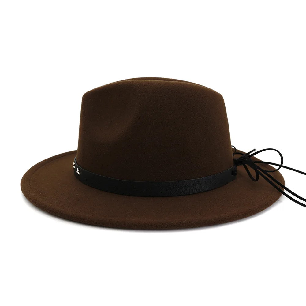 Шляпа HanXi зимняя женская шерстяная Fedora модная Классическая с плоским козырьком