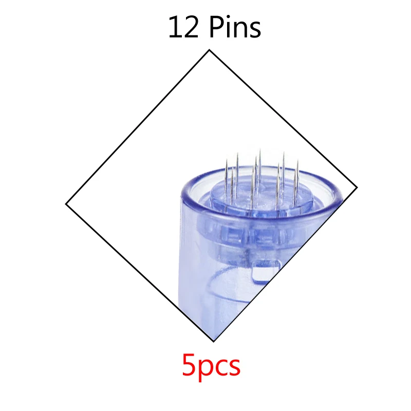 5pcs 12PIN needle Профессиональный массажер с микроиглами Meso ручка без игл портативный жизненный инъекции кислоты воды ручной кожи инжекторный пистолет - Цвет: 5pcs 12PIN needle