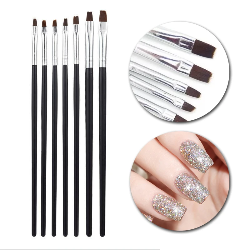 Черные кисти для ногтей 7 шт./компл. рисование ручка рисования смешанный дизайн