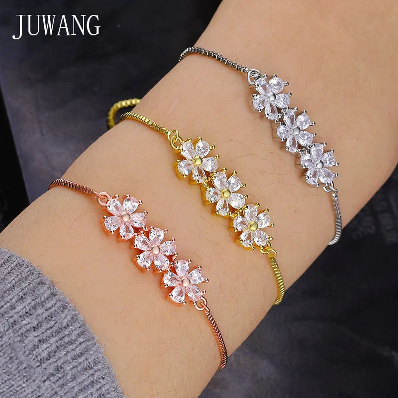 

JUWANG Fashion Chain Bracelets For Women Crystal Charm Adjustable Link Bracelet For Wedding Party DIY Jewelry Gift Pulseira