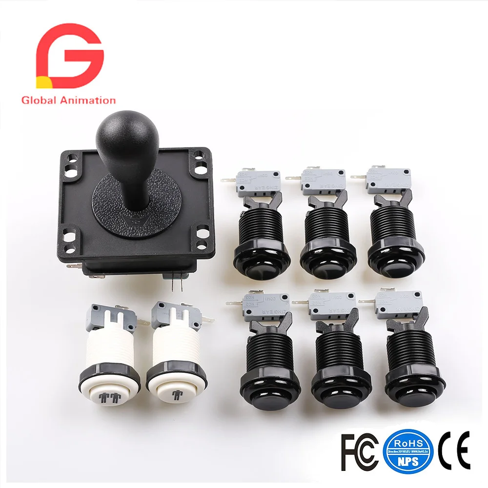 Аркадная игра, детали для самостоятельной сборки, 8X Happ стиль, стандартные американские нажимные ягодицы с микропереключателем + 1X 2Pin 8Way джойстик для Mame Jamma Arcade