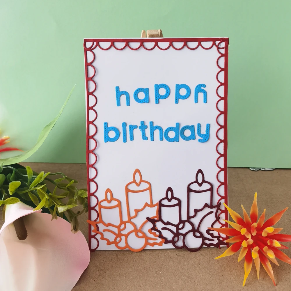 День рождения свечи и приветствия Английский алфавит металлическая резка пресс