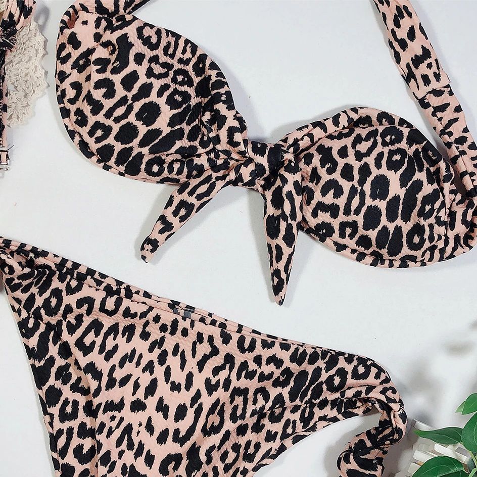 

Sexy Bikinis 2020 Mujer Bandeau Bathing Suit Woman Swimsuit Female Dot Knot Leopard Swimwear Women Bikini Set Swim Wear Biquini