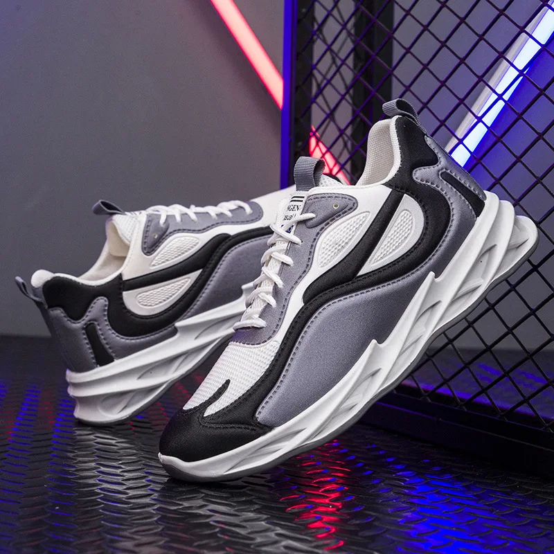 

Men'S Clunky Sneakers Shoes Male Casual Mixed Colors Lace-Up Hiking Basketball Korean Style Height Increasing Large Size 39-44