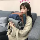 Женский свитер, Осень-зима 2020 г., свободный плотный свитер средней длины (доставка за 7 дней)