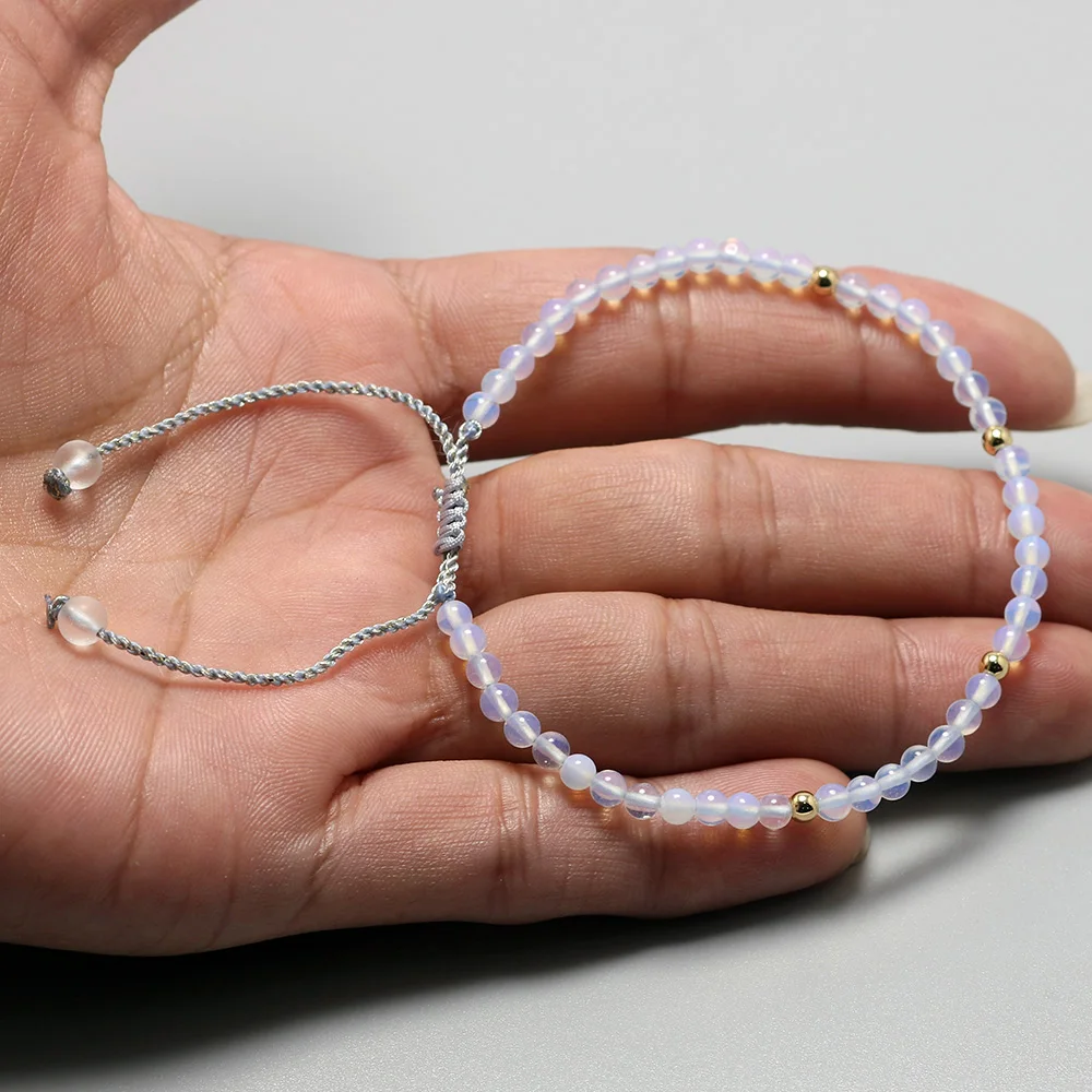 Натуральный опал камни для медитации Йога браслет женщин 3 мм маленькие бусины