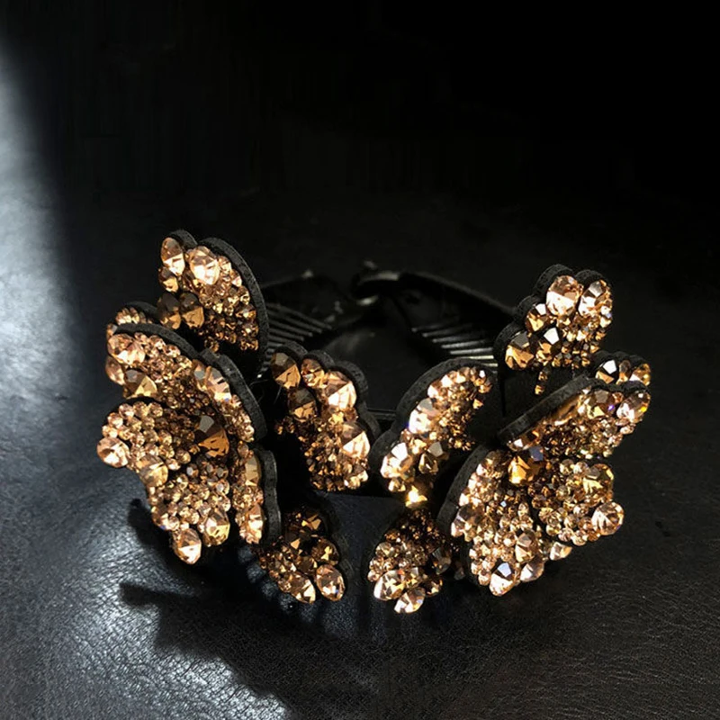 Украшение для волос с кристаллами Стразы заколка конского хвоста женская