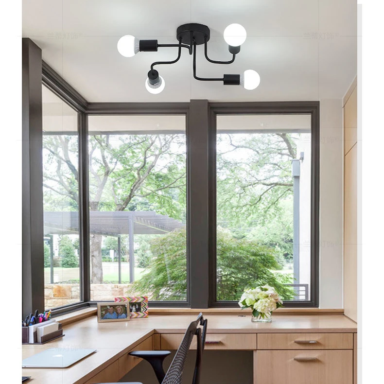 Nordic Retro Industrial Loft Wrought Iron Chandeliers 4 Heads Ceiling Lamp For Home Decor Restaurant Dining Cafe Shop Bar Room | Лампы и