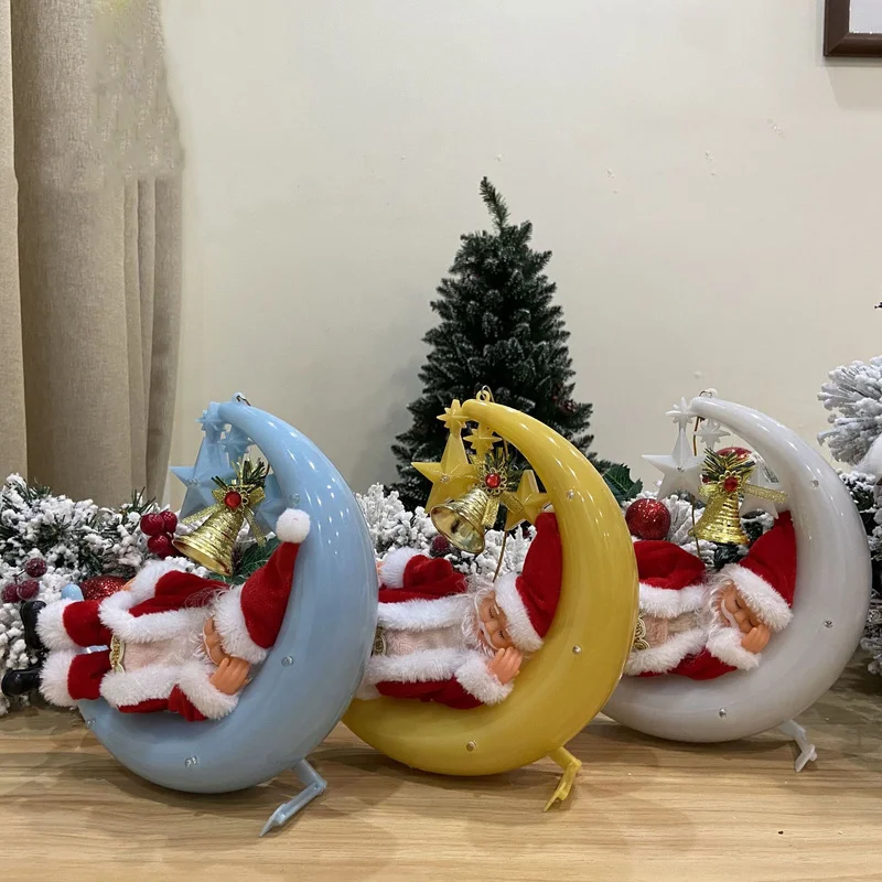 

Navidad Ornaments Funny Electric Santa Christmas Decorations for Home Glowing Moon Snoring Claus New Year Children Gift Decor