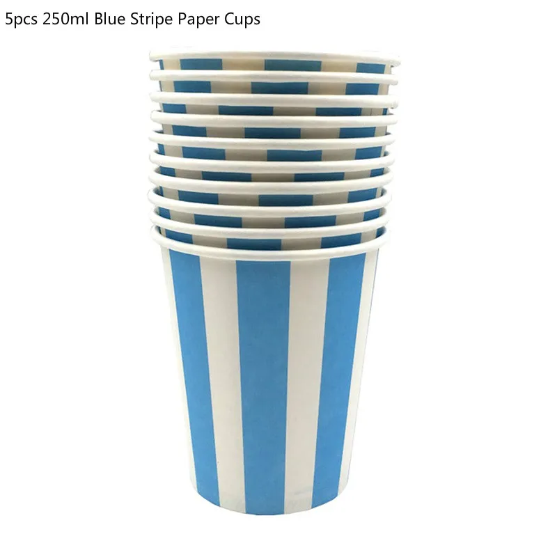 250ml CUP A2 Красочные бумажные стаканы в полоску и тарелки одноразовые трубочки салфетка на свадьбу День рождения, детский душ фестиваль столовая посуда все для праздника - Цвет: 250ml CUP A2