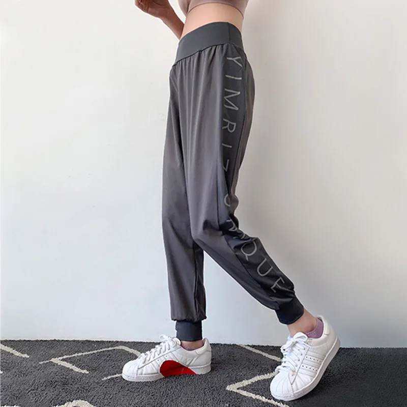 

Женские уличные спортивные штаны, свободные брюки для бега с высокой талией, шаровары с завязками, тренировочные спортивные брюки для фитне...