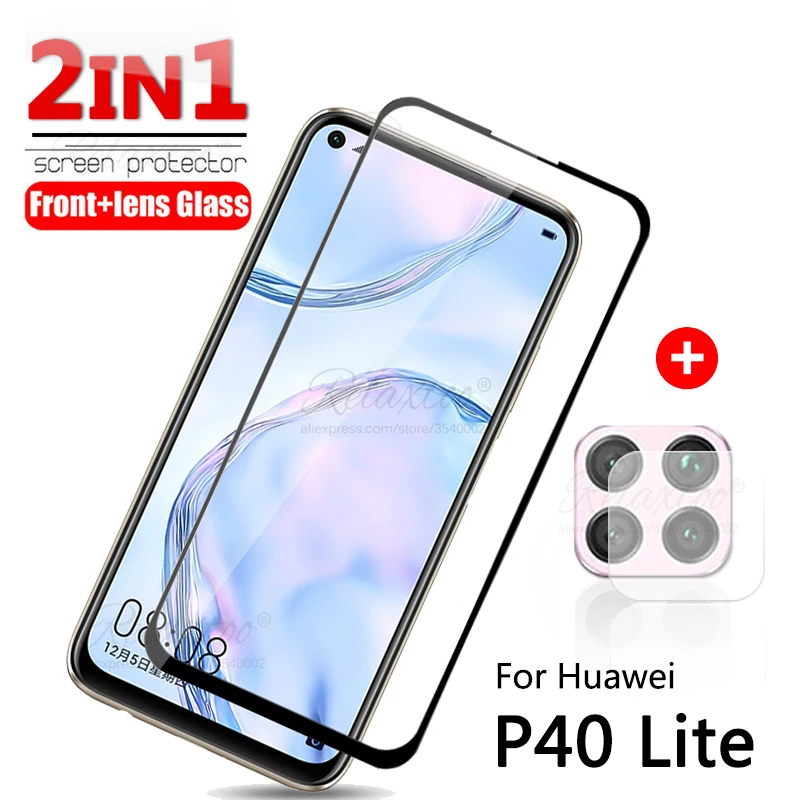 2 в 1 защитное закаленное стекло для huawei p40 lite e защитная пленка объектива камеры p 40