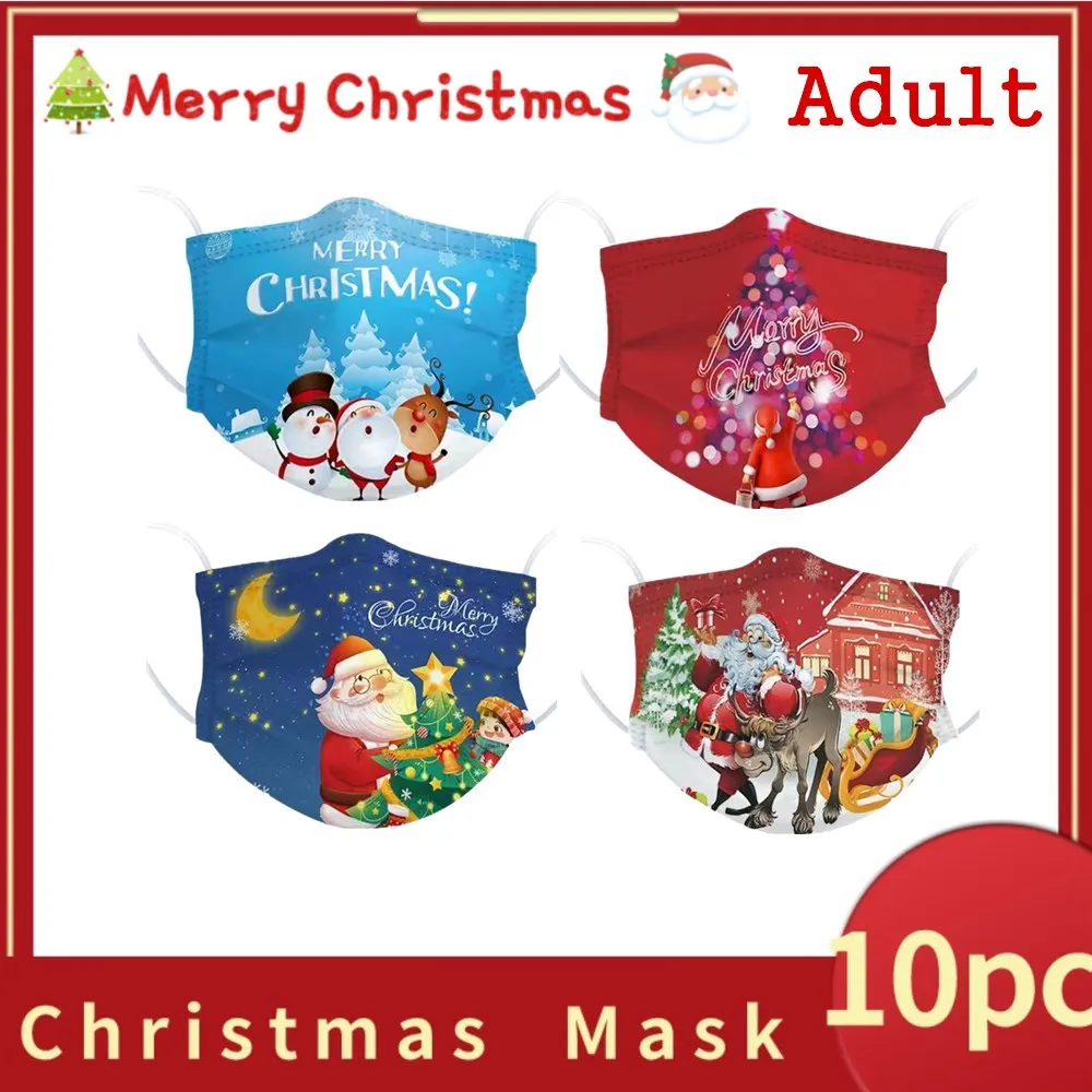 

Christmas Masks Adult Disposable Face Mask 3 Ply 10/50PCS Mouth Mask Halloween mascarillas quirurgicas homologadas navidad Kerst
