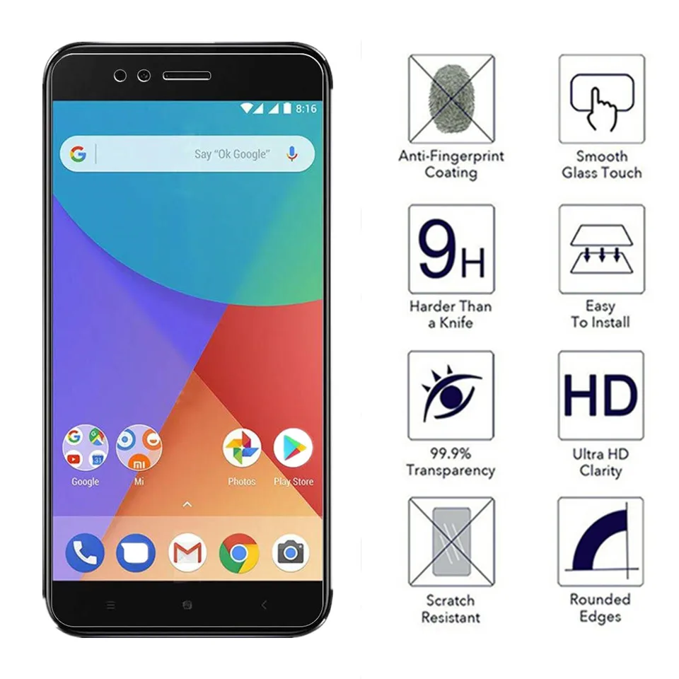 9H HD закаленное стекло для Xiaomi A1 Защитная пленка 5X|Защитные стёкла и плёнки