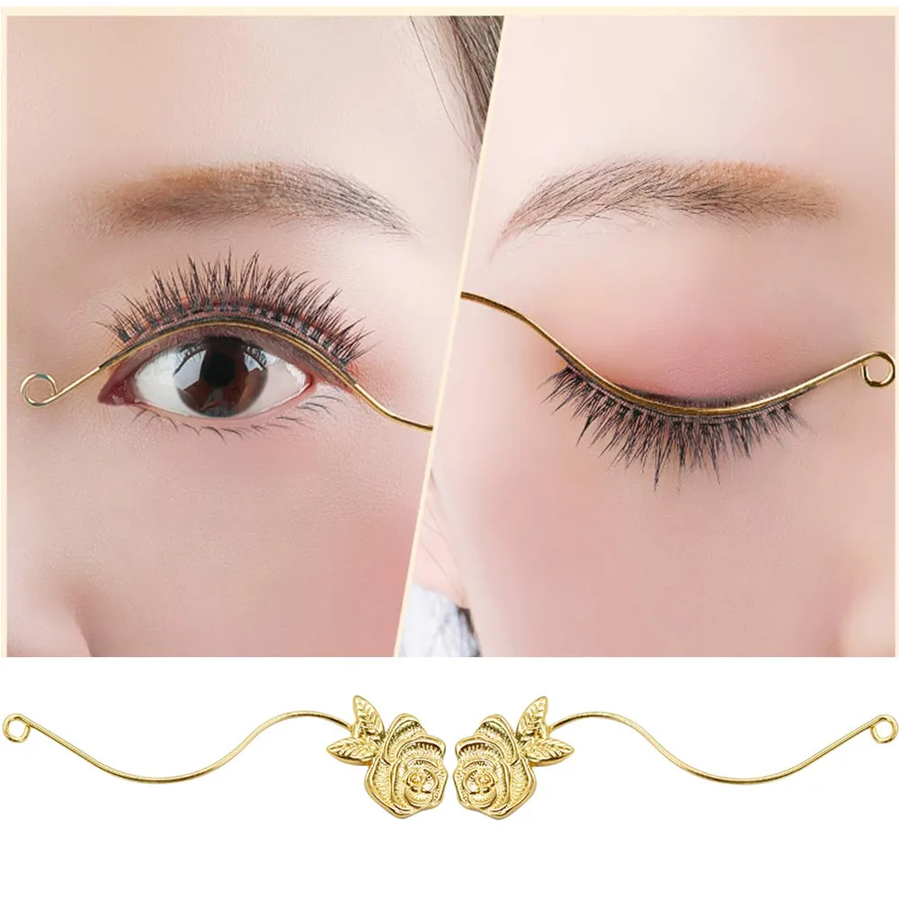 

1Pairs Eyelashes Display Holder Try-on Device Gold Eyelash Display False Eye Lashes Stand Metal Grafting Makeup Tools For Women