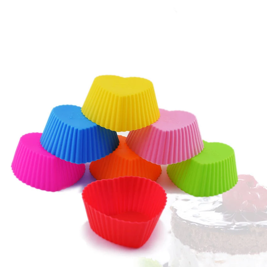 5 шт./лот силиконовые формы для выпечки в форме сердца вкладыши кексов маффинов