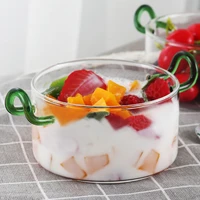 glass serving salad bowl mixing bowl 400ml glass bowl with dual handle for storage mixing serving clear safe glass