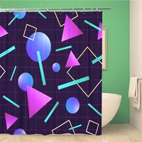 bathroom shower curtain vaporwave 80 pattern retro 1980s miami neon party geometric polyester fabric waterproof