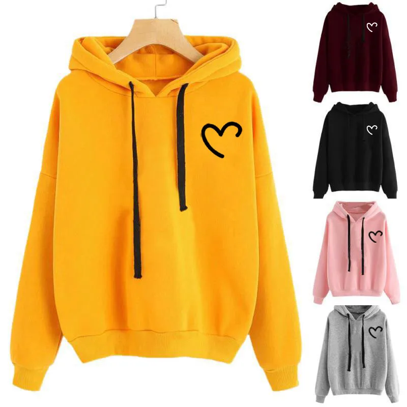 

Women's Pullover Sweatshirt Heart Printed Long Sleeve One Shoulder Tops Autumn Winter Sweat Shirts Woman Casual Top Large Size