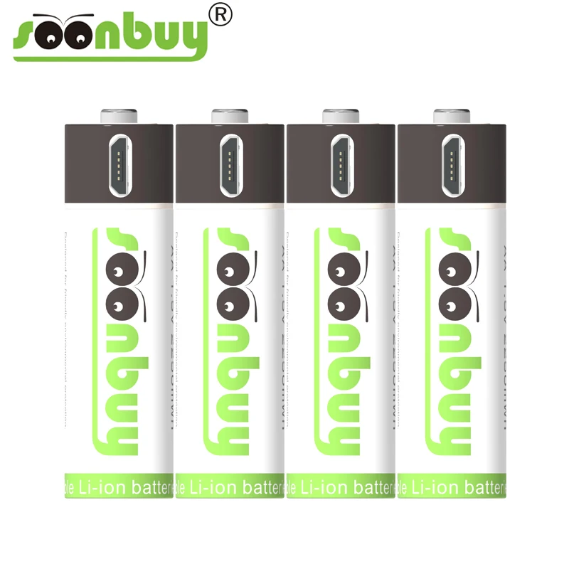 Литий-ионный аккумулятор soonbuy 4 шт. AA 1 5 В 1500 мА · ч 2250 МВтч с перезаряжаемой