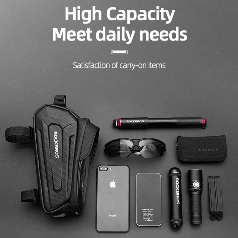 ROCKBROS Bike Bag Bicycle Frame Bag Cell Phone Support Holder 6.8in Waterproof  Touch Screen Pannier Cycling Front Top Tube Case