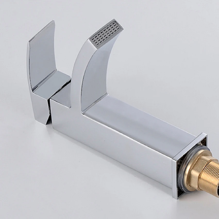 Смеситель водопад с креплением на раковину кран для ванной комнаты холодной и