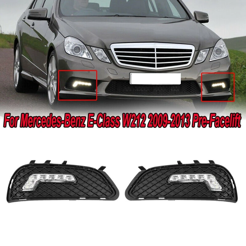 

Car LED Left Right Daytime Running Light DRL Lower Bumper Grilles for Mercedes Benz W212 E300 E350 E500 2009-2013