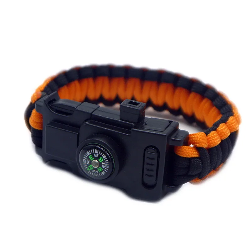 Светодиодные фонари Paracord 550 4 мм браслет многофункциональный парашютный шнур треккинг Пешие прогулки аварийный набор выживания браслет часы веревка - Цвет: Orange Black