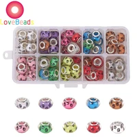 10pcs assorted color cute dog puppy paws print murano large hole european beads fit pandora bracelet jewelry chain spacer beads
