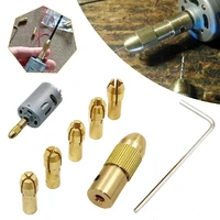 7pcs 0 5 3mm mini drill chucks brass drill chunk adapter collet micro twist drill chuck set for electric motor pneumaticfittings