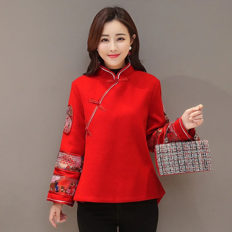 Китайские Топы Cheongsam для женщин пальто зима 2020 осенний новогодний костюм