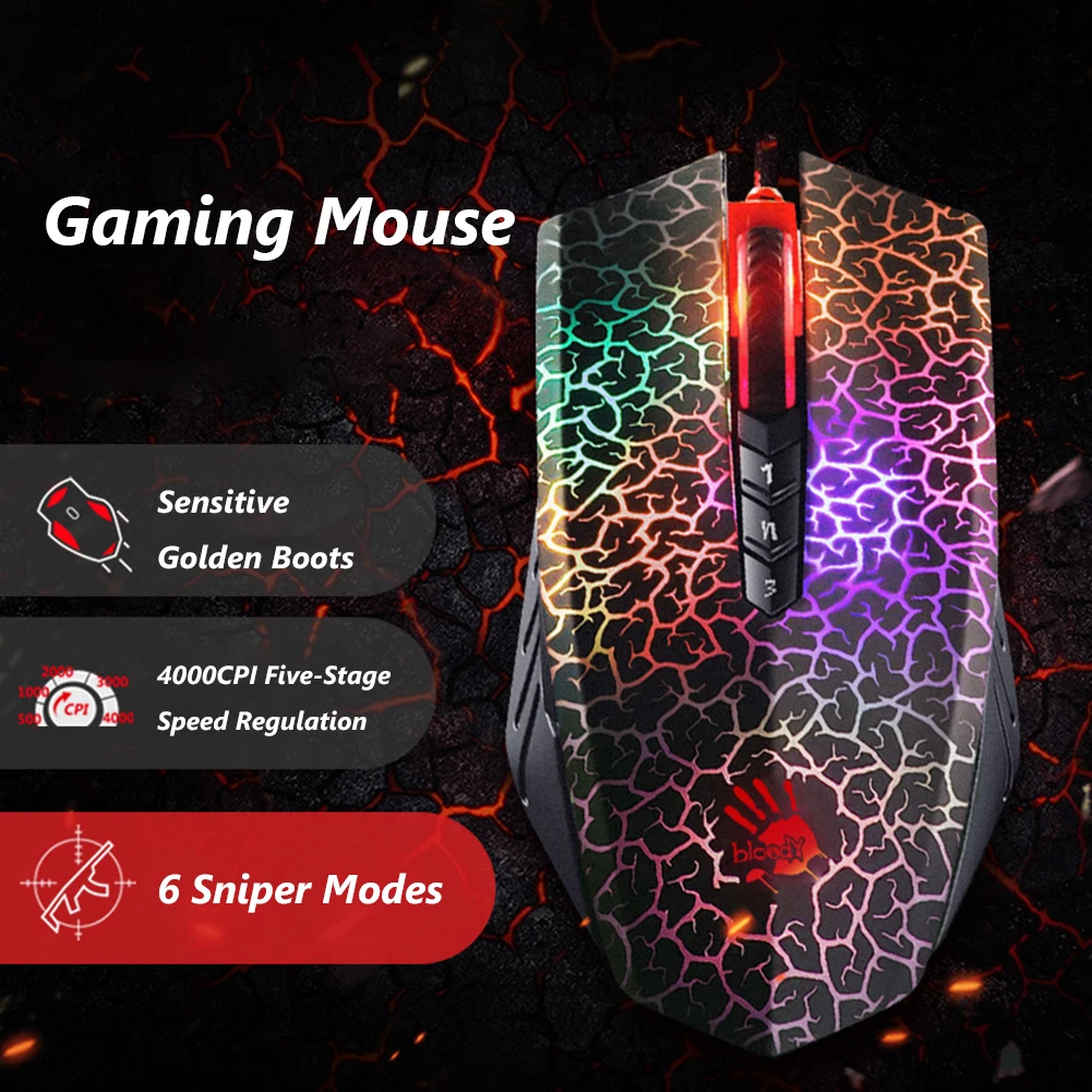 Игровая мышь Bloody A70/A90 4000/6000DPI USB оптическая цветная яркая проводная для геймеров |