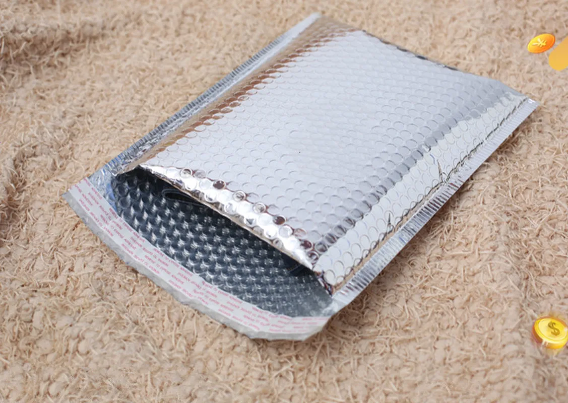 Упаковка доставка Пузырьковые почтовые пакеты Серебристые Самоуплотняющиеся