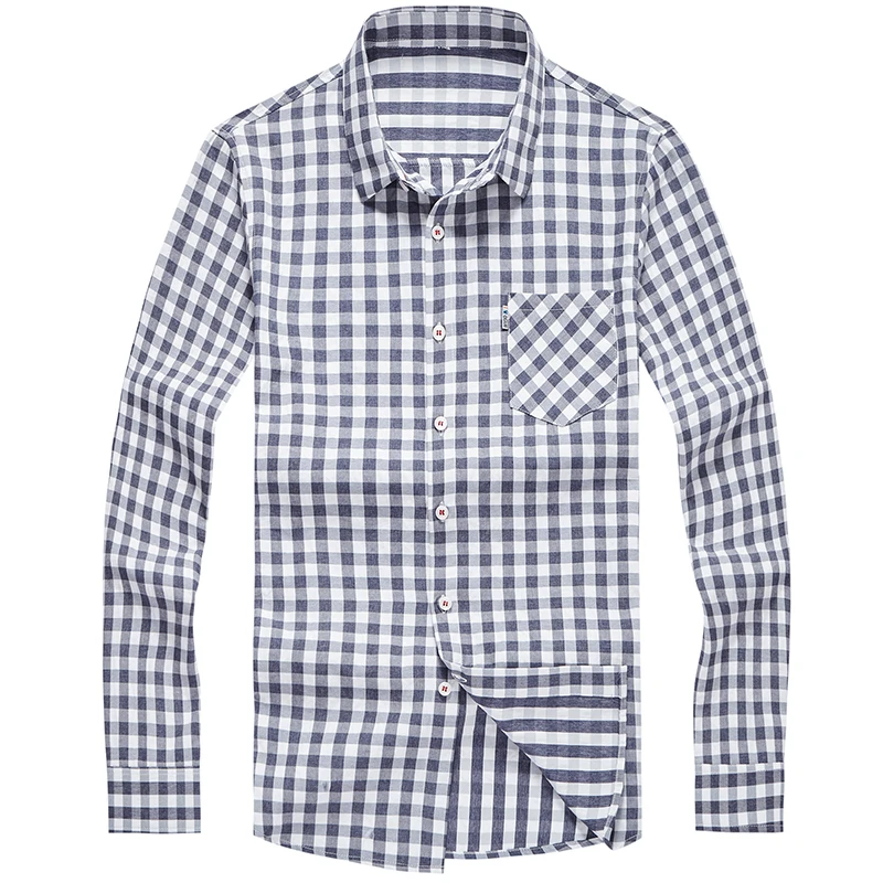 Мужская рубашка с длинным рукавом приталенная новинка весны 2020 клетчатые