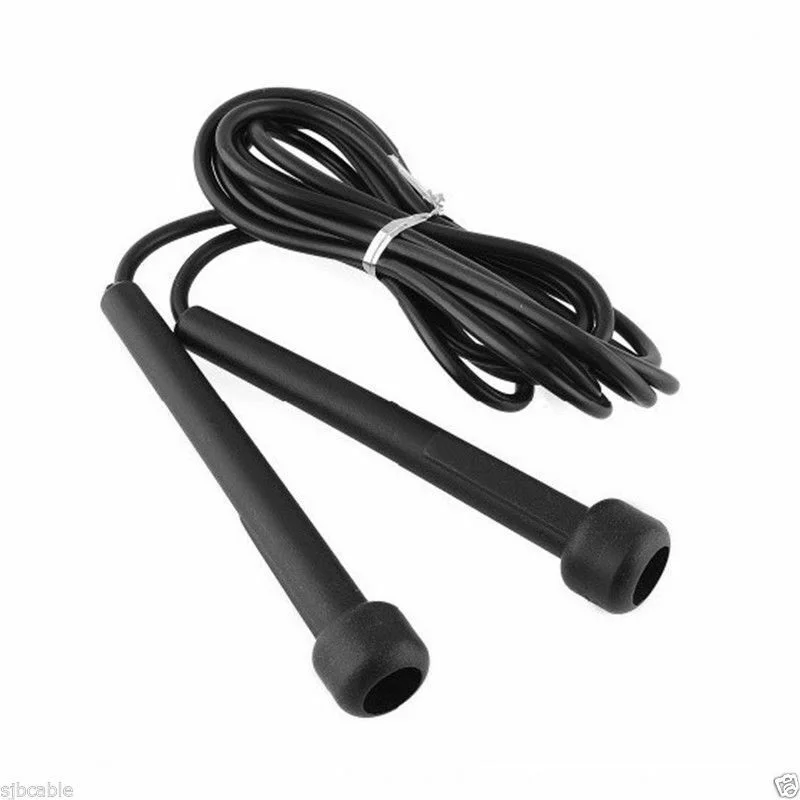 

Black 2.7m 9ft Plastic Handle Speed Skipping Jump Rope Boxing Exercise Jumping
